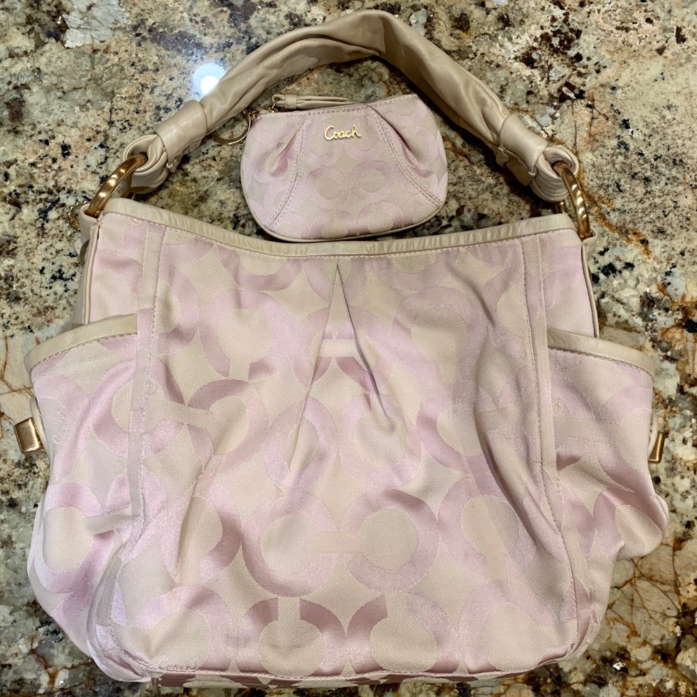 COPY - Coach Pink Op Art Hobo Shoulder Bag & Coin…